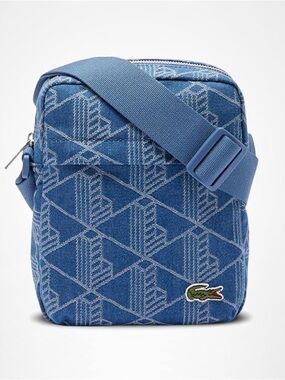 Lacoste Unisex Denim Monogram Crossover Bag, Mono Jacquard Denim, One Size